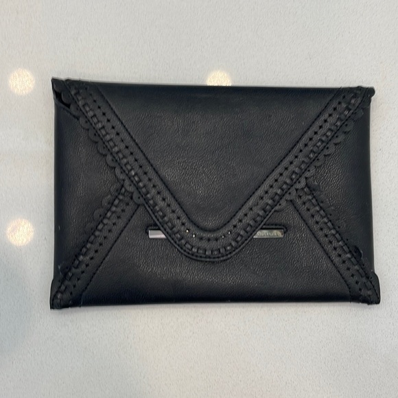 BCBGMaxAzria Handbags - BCBG VEGAN leather envelope clutch black with lovely scallop edging